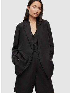 Sako s příměsí lnu AllSaints černá barva, oversize