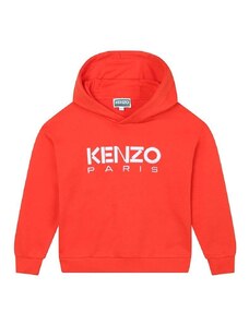 Dětská bavlněná mikina Kenzo Kids červená barva, s kapucí, s potiskem