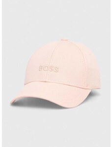 Bavlněná baseballová čepice BOSS růžová barva