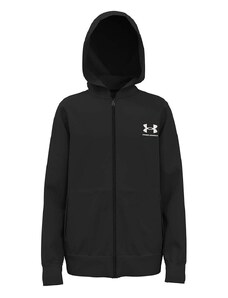 Dětská mikina Under Armour černá barva, s kapucí, melanžová