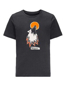 Dětské bavlněné tričko Jack Wolfskin WOLF & VAN T B černá barva, s potiskem