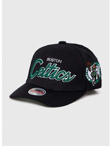 Čepice s vlněnou směsí Mitchell&Ness BOSTON CELTICS černá barva, s aplikací