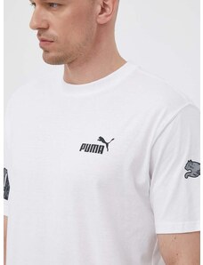 Bavlněné tričko Puma bílá barva, s potiskem
