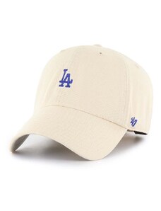 Bavlněná baseballová čepice 47brand MLB Los Angeles Dodgers béžová barva, s aplikací, B-BSRNR12GWS-NTA