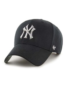 Bavlněná baseballová čepice 47brand MLB New York Yankees černá barva, s aplikací