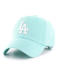 Bavlněná baseballová čepice 47brand MLB Los Angeles Dodgers tyrkysová barva, s aplikací, B-RGW12GWSNL-TFC