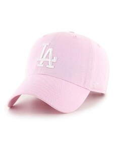 Bavlněná baseballová čepice 47brand MLB Los Angeles Dodgers růžová barva, s aplikací, B-RGW12GWSNL-PTA