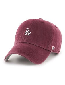 Bavlněná baseballová čepice 47brand MLB Los Angeles Dodgers vínová barva, s aplikací, B-BSRNR12GWS-KMA