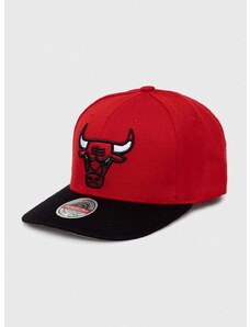 Čepice s vlněnou směsí Mitchell&Ness Chicago Bulls červená barva, s aplikací