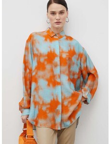 Košile Samsoe Samsoe dámská, oranžová barva, volný střih, s klasickým límcem