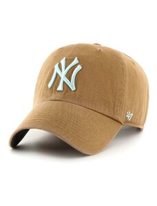 47 brand Bavlněná baseballová čepice 47brand MLB New York Yankees béžová barva, s aplikací