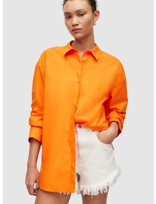 Košile AllSaints Sasha oranžová barva, relaxed, s klasickým límcem