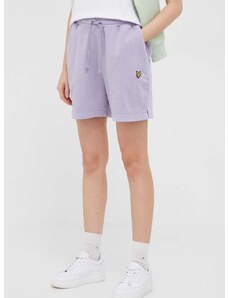 Bavlněné šortky Lyle & Scott fialová barva, hladké, high waist