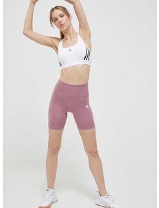 Tréninkové šortky adidas Performance Training Essentials růžová barva, hladké, high waist