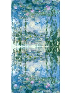 Bavlissimo Šála viskóza a kašmír 180 x 70 cm s obrazem Lekníny od Clauda Moneta