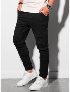 Ombre Clothing Pánské kalhoty JOGGERY s cargo kapsami - černé V1 P886
