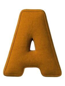 Yellow Tipi Cihlově oranžový sametový polštář písmeno A 40 cm