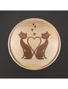 AMADEA Dřevěný talíř kočky, masivní dřevo, 23 cm