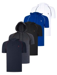 FIVE SET T8570 DEWBERRY HOODIE MEN'S T-SHIRT-BLACK-WHITE-NAVY BLUE-ANTHRACITE-SAKS