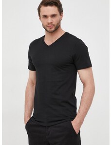 Bavlněné tričko Lacoste černá barva, hladké, TH3374-001
