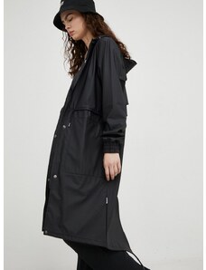 Nepromokavá bunda Rains 18550 String Parka dámská, černá barva, přechodná