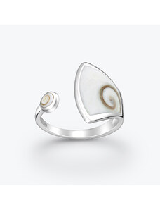 Estemia Stříbrný prsten z mušle Shiva nastavitelný - Ag925