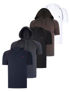 QUINTET SET T8570 DEWBERRY HOODIE MEN'S T-SHIRT-BLACK-WHITE-NAVY BLUE-ANTHRACITE-KHAKI