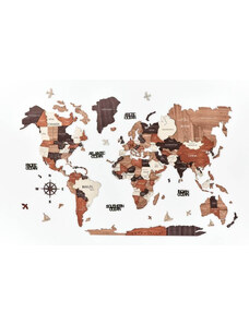 B2B Dřevěná mapa světa na stěnu, 3D