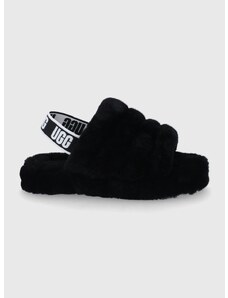 Dětské vlněné pantofle UGG černá barva