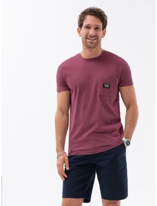 Buďchlap Módní fialové tričko s náprsní kapsou a popisem S1743