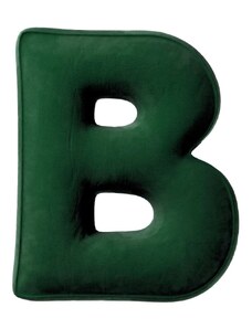 Yellow Tipi Tmavě zelený sametový polštář písmeno B 40 cm