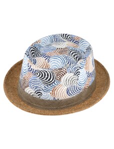Lněný letní klobouk pork pie od Fiebig - korková krempa