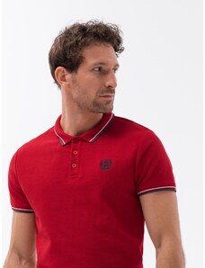 Ombre Clothing Pánská polokošile s kontrastním lemováním - červená V3 S1635