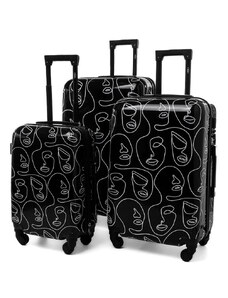 Rogal Černá sada 3 skořepinových cestovních kufrů "Mystery" - vel. M, L, XL