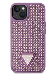 Ochranný kryt pro iPhone 14 - Guess, Rhinestones Triangle Metal Logo Purple