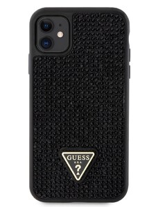 Ochranný kryt pro iPhone 11 - Guess, Rhinestones Triangle Metal Logo Black