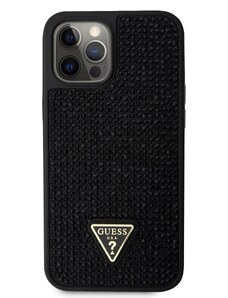 Ochranný kryt pro iPhone 12 Pro MAX - Guess, Rhinestones Triangle Metal Logo Black