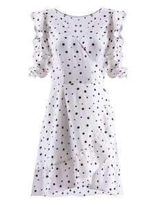 Alisa Pan Bílé zavinovací puntíkaté šaty