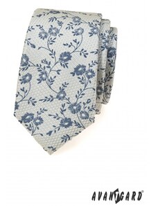 Šedá kravata s modrým květinovým vzorem Avantgard 571-81405