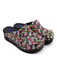 Terlik Sabo Terlik barevní a zdravotni AIR obuv - pantofle černe květinkové
