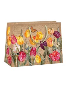 ARGUS papírová dárková taška "NATUR" (přírodní) T4, Tulipány