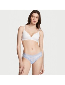 Victoria's Secret modré bavlněné brazilky s krajkovým pasem Lace Waist Cotton Cheeky Panty