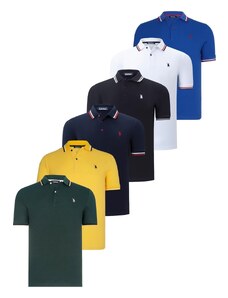 SIX SET T8594 DEWBERRY MENS T-SHIRT-BLACK-WHITE-NAVY BLUE-YELLOW-SAKS-NEFT