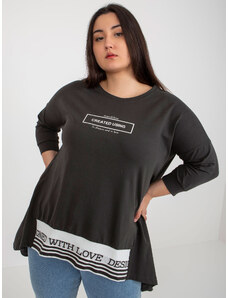 Fashionhunters Bavlněná tunika khaki velikosti plus s elastickým lemem
