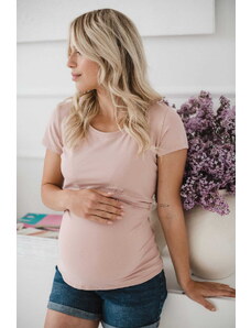 Těhotenské a kojící tričko 3v1 Love pudrově růžové bavlněné