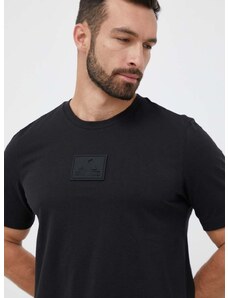 Bavlněné tričko adidas černá barva, s aplikací