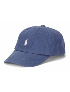 Dětská bavlněná čepice Polo Ralph Lauren tmavomodrá barva, s aplikací