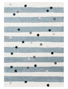 Yellow Tipi Modro-bílý pruhovaný dětský koberec Stripes and Dots 160 x 230 cm