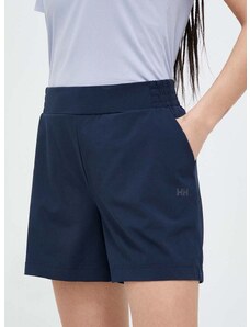 Outdoorové šortky Helly Hansen Thalia 2.0 tmavomodrá barva, high waist, 34328