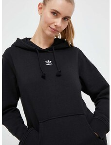 Mikina adidas Originals dámská, černá barva, s kapucí, hladká, IA6420